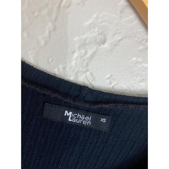 Michael Lauren Revolve Black Ribbed Short Sleeve Light Dress - XS - Picture 2 of 11